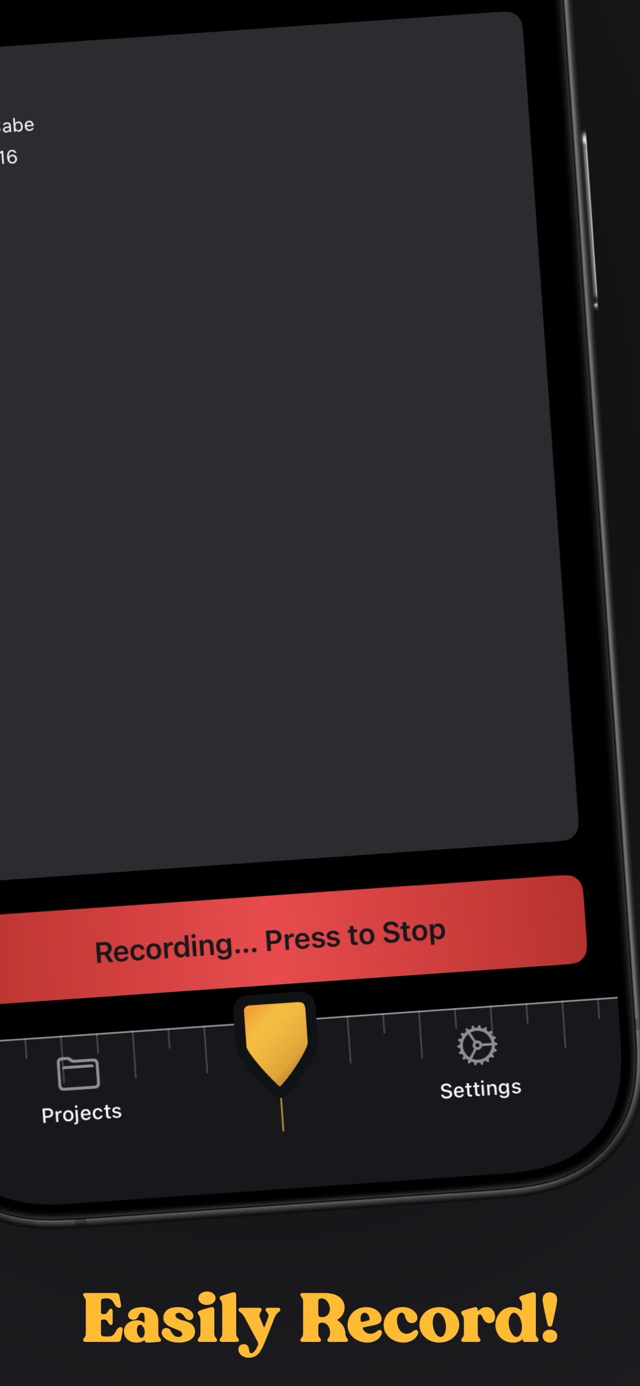 Meta Note recording interface with a stop button and timeline marker.