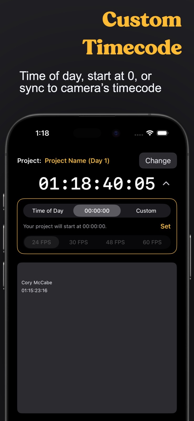 Meta Note custom timecode controls.